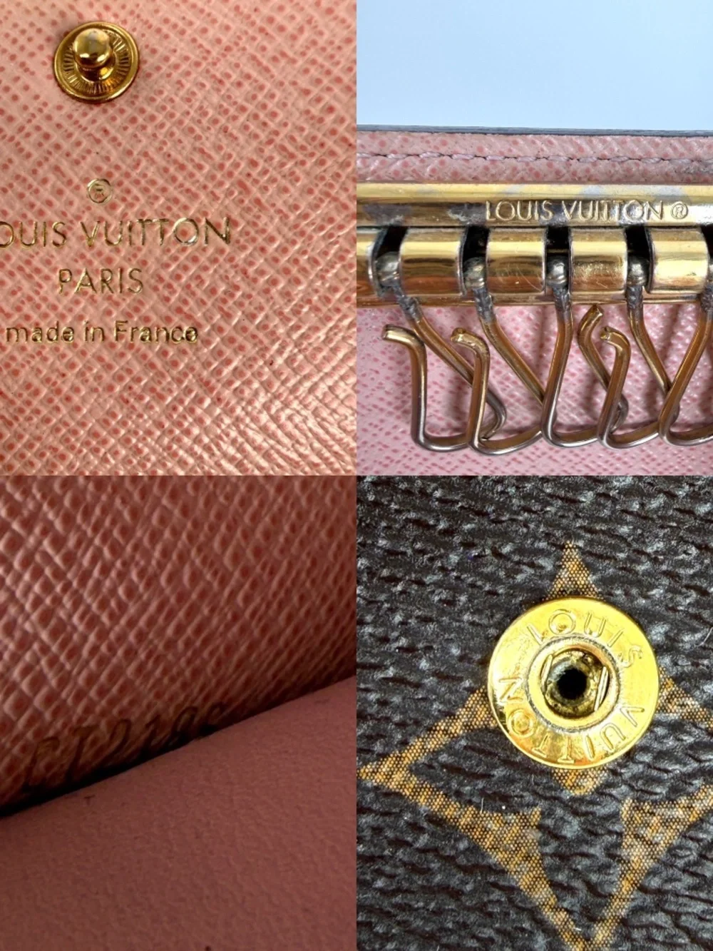 LOUIS VUITTON Monogram 6 Key Holder Case Brown Pink